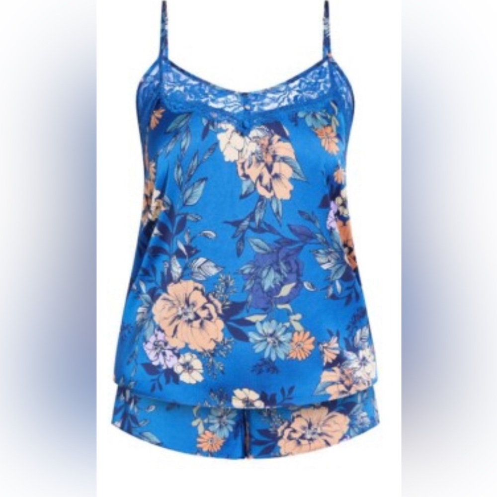 New in package City Chic cobalt floral blue pajama set plus size 16